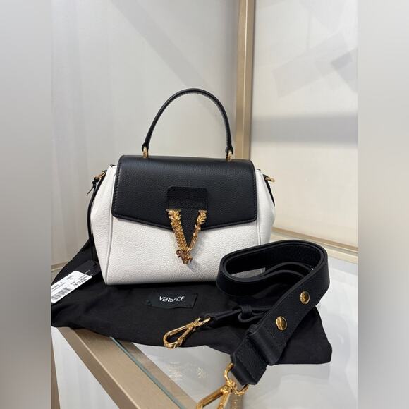Versace Black and White Satchel - Picture 1 of 9